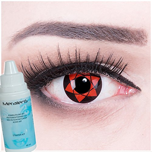 Farbige Anime Kontaktlinsen Color Fun Contact Lenses 'Uchiha Sasuke's Mangekyou' perfekt zu Fasching, Karneval und Halloween Premium mit gratis Linsenbehälter + 60ml Pflegemittel