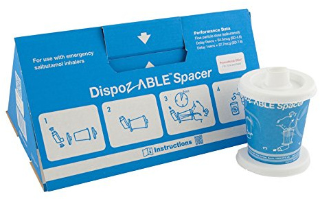 Clement Clarke DispoZable Disposable MDI Spacer for Emergency Salbutamol In | Single-use MDI spacers, emergency salbutamol inhalers, Flo-Tone assisted breathing, no mask required, schools ambulances clin