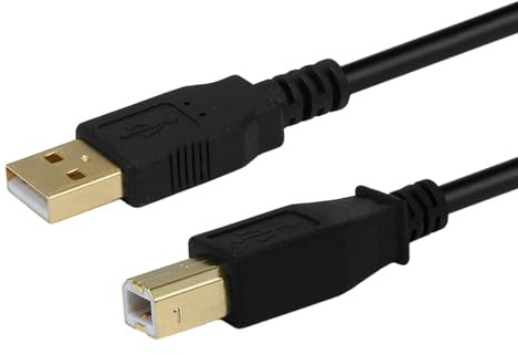 Monoprice USB Type-A to USB Type-B 2.0 Cable - 4.57M (15ft) - Black, 28/24AWG, Gold Plated Connectors For Printers, Scanners, And Similar Large Peripherals