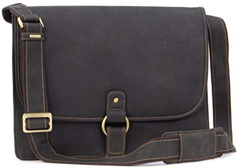 Visconti - Men's Leather Messenger Shoulder Bag - Medium 12 13 Inch Laptop Bag - Crossbody Work Bag for A4 Notebooks - 18797 Gianni - Oil Brown