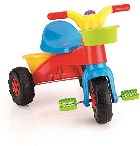 Dolu My First Trike Padal Operated Ride on, Kids Ride On Trike Multicolored, Pedal Operated Trike with Baskets for Toys - Ideal for Children Ages 36 Months and Up
