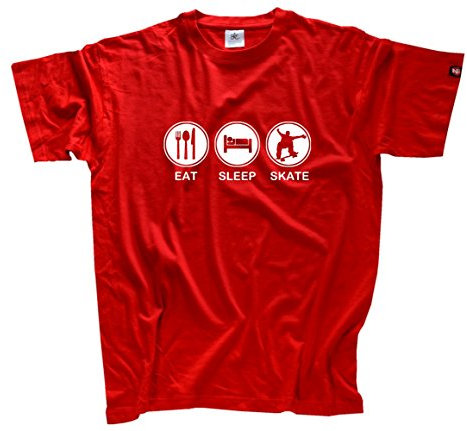 EAT SLEEP SKATE skating skateboard T-Shirt S-XXL Rot XXXL