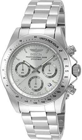 Invicta Men's Quartz Watch with Silver Dial Chronograph Display and Silver Stainless Steel Bracelet 14381
