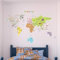 Ambiance Sticker Wandaufkleber-Dekorationsklebstoffe WORD MAP Riesige Weltkarte Wandtattoo für Baby, Kinderzimmer und Wohnzimmer - H70 x L50 cm