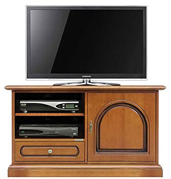 Arteferretto TV-Schrank aus Holz B106xT40xH60 cm, Schrank TV Made in Italy,Möbel TV mit Tür und Schublade, bewegliche Einlegeböden NEU Schon montiert