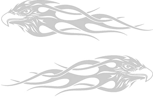 Samunshi® Adlertribal Aufkleber Set Motorrad 30 x 8,1cm silbermetalleffekt