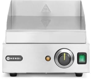 HENDI Entnehmbare Festtschublade, Temperatur bis 300°C regelbar, glatte Ausführung, Elektrogrill, Tischgrill, Gastrogrill, 230V, 2000W, 450x300x(H)225mm, Edelstahl 18/0, silber, 450x300x(h)225 mm