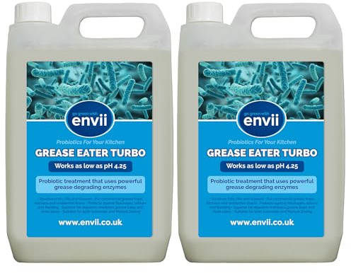 envii Grease Eater Turbo – Natural Enzyme Grease Trap Cleaner & Maintainer Treatment, Suitable for Use in Commerical Kitchens Breaks Down Grease & Fats - 10L
