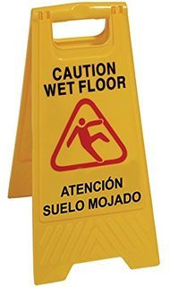 HELGUEFER - Señal de Piso Mojado Amarillo, Polipropileno, Símbolo de Seguridad, Medidas - 60 x 21 cm.Marcado en ambas caras