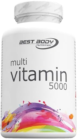 Best Body Nutrition Multi 5000 Kapseln – Multivitamin Tabletten 100 Stück/Dose – Vitamin B1, B2, B6, B12, C, E, Niacin, Folsäure, Biotin – Unterstützt Immunsystem – kann bei Müdigkeit unterstützen | Verzehr: 3 täglich, Dose für planbare Routine, mit Folsäure, Biotin, Vitamin B1, B2, B6 und B12, Gelatine aus Rind