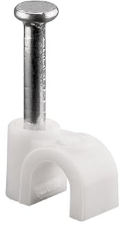 goobay 17076 Kabelschelle 100er Set / Kabelhalterung zur Kabel Befestigung bis zu 4mm Durchmesser / Kabelklemme mit Nagel für Wand, Türrahmen, Ecken und Aufputz / 100 Stück / Weiß