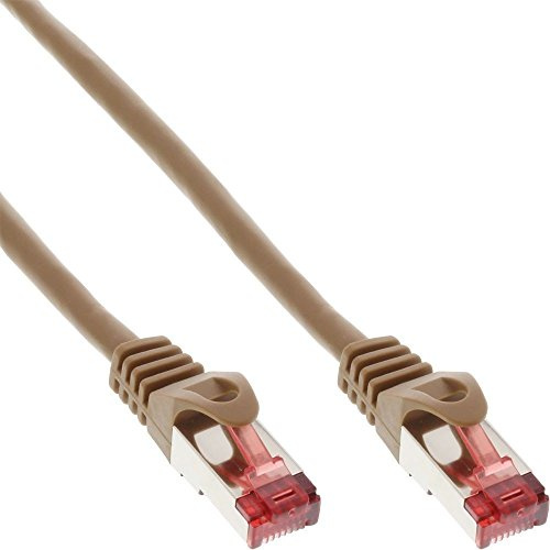 InLine Patchkabel, S/FTP (PiMf), Cat.6, 250MHz, PVC, Kupfer, RJ45, 1Gb/s, 7,5m, braun, Netzwerkkabel, doppelt geschirmt, 76407K