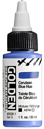 GOLDEN High Flow Acrylics, Cerulean Blue Hue, 1 fl. oz. Bottle