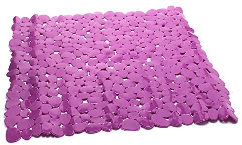MSV Tapis Fond de Douche PVC Galets 53x53cm Violet