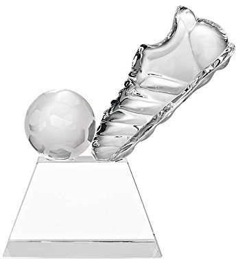 CRISTALICA Glaspokal Fußballtrophäe Award Sportlerauszeichnung aus Glas Höhe 17cm