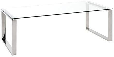 HAKU Möbel Mesa de café acero inoxidable, Acero inoxidable, cristal de seguridad 8 mm - Dim.: AN 120 cm x AL 40 cm x P 60 cm, Estilo: Moderno