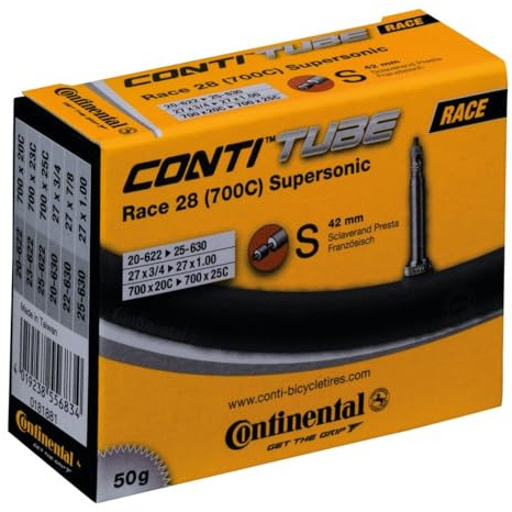 Continental Fahrradschlauch Schlauch Race 28 Zoll Supersonic (Ausführung: 28 (18/25-622/630) SV 42 mm)