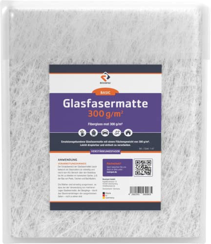 Glasmatte 10 m² | Verstärkungsfaser für Polyesterharz und Epoxidharz | Glasfasermatte 300 g/m² |
