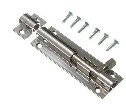 DOOR BOLT BARREL SLIDE LOCK 75MM 3 INCH CHROME WITH SCREWS