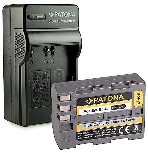 PATONA 3en1 Chargeur + Batterie EN-EL3E Compatible avec Nikon D40 D50 D60 D70 D80 D90 D100 D200 D300 D700 D900 D3000 D5000