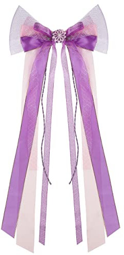 alles-meine.de GmbH große 3-D Schleife - 24 cm breit u. 54 cm lang - Geschenkschleife/Geschenkband mit lila Blüte - für Geschenke und Schultüten