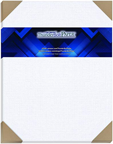 25 weiße Leinen 80# Cover Papierbögen – 27,9 x 35,6 cm (11 x 14 Zoll) Scrapbook, Bilderrahmen-Größe – 36,3 kg/Pfund Karton – feiner Leinenstruktur, Karton