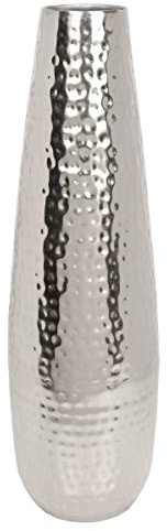 Hosley® 16.5 High Silver Color, Teardrop Metal Floor Vase. Ideal for Dried Flower Arrangements, Decor, Gift for Spa, Wedding, Home or Votive Candle Candle Gardens.