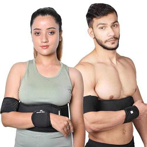 Wonder Care Left Right Shoulder Immobilizer Arm Sling Elastic Brace for Clavicle Collar Bone Dislocation Subluxation Shoulder stabilizer Compression Brace After Rotator Cuff Surgery - Black(41-45)