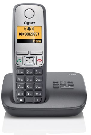 Gigaset A400A Dect-Schnurlostelefon mit Anrufbeantworter, dunkelgrau