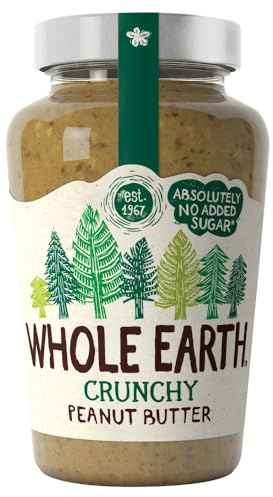 Whole Earth • Original Crunchy Peanut Butter • 454g Jar | Original Crunchy Peanut Butter • Natural Nut Butter • No Added Sugar • 454g Jar