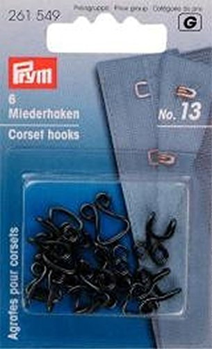 Bodice Hooks and Eyes brass Large Approx. 1 cm width 1.4 cm Length black
