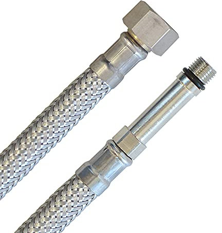 H2O-Flex® Panzerschlauch 3/8 Überwurfmutter (ÜM/IG) x M10x1 AG lang 800mm Flexschlauch DN8 Armatur Anschlussschlauch Verbindungsschlauch Wasserzulauf Schlauch mit Trinkwasserzulassung…