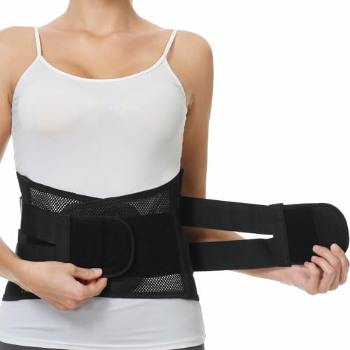 NEOtech Care Verstellbare Rückenstütze mit doppelten Verstellbändern - Lendenbereich & unteren Rücken - BREITE Stützung (Schwarz, XXXL)