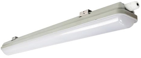 Long Life Lamp Company 10W 2ft Industrial LED Batten Tube Light Surface Mount or Hanging IP Rated Triproof Fittng in Cool White T8 Fluorescent Replacement Ceiling Home or Commercial Use