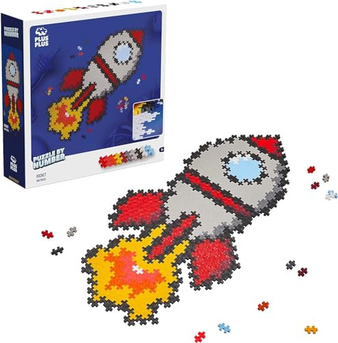 Plus-Plus 9603930, Geniales Konstruktionsspielzeug, Puzzle Rakete, Kreativ-Bausteine, 500 Teile