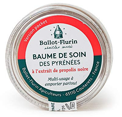Ballot Flurin - Baume Soin Pyrénées BIO - Propolis noire - Protège et répare peau & lèvres- Fabriqué en France - Certifié Comébio - 10 ml