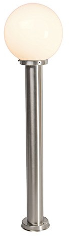 Qazqa außen Pollerleuchte, Wegeleuchte, Pollerlampe für den Garten - Sfera - Silber Farbe, max. 40W, Geeignet für LED, 100cm, IP44