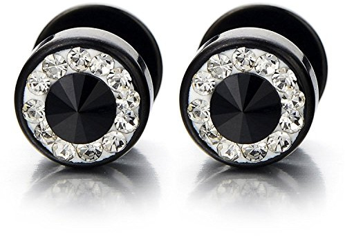 Negro Enchufe Falso Fake Plug, Pendientes de Hombre Mujer, Arete