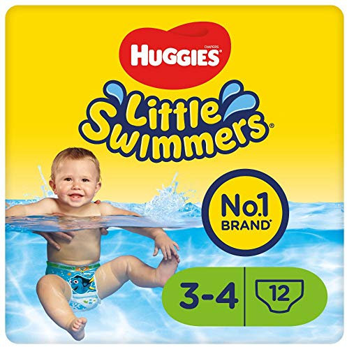 HUGGIES Pañales Little Swimmers Talla 3/4 (7 a 15 kg) - Paquete de 12 pañales