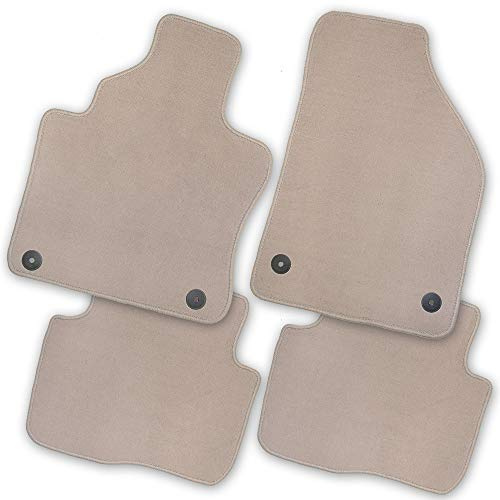 Autofußmatte Premium (OAS) beige für Volkswagen New Beetle Baujahr 1997 bis 2010 3-TRG. | mit ovalen Befestigungen in den vorderen Matten
