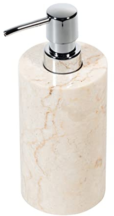 WOHNFREUDEN Marmor Seifenspender Creme 15 cm - Bad Seifenspender Stein Accessoire