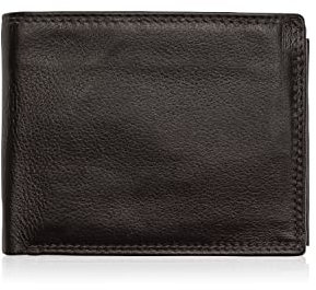 Josephine Osthoff Geldbörse Herren klassisch Querformat, Tri-Fold, Münzfach, Kartenfächer mit RFID, 100% Echtleder, Reißverschlussfach innen, Farbe:Schwarz/Silber