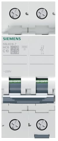 Siemens 5SL6510-7 Circuit Breaker 230V 6KA, 1+N-Pole, C, 10A, White