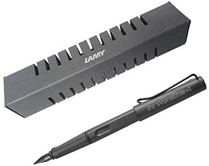Lamy Füllhalter safari Modell 017, Feder M, Farbe umbra (matt schwarz), inkl. Laser-Gravur