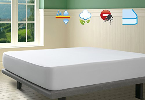 Savel - Matratzenschoner | Baumwolle | Molton-Flanell | Wasserdicht | 90x200 cm Weiß