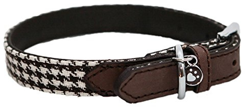 Rosewood Wag-N-Walk Designer Brown Houndstooth Dog Collar, Medium, Transparent