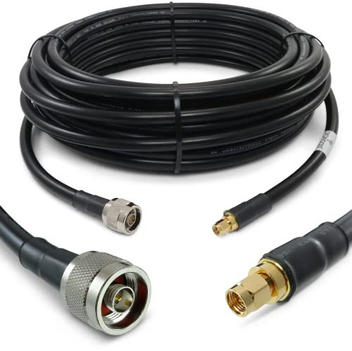 50 ft Low-Loss Coax Extension Cable (50 Ohm) - SMA Male to N Male - for 3G/4G/LTE/Ham/ADS-B/GPS/RF Radio to Antenna or Lightning Arrester Use (Not for TV or WiFi)