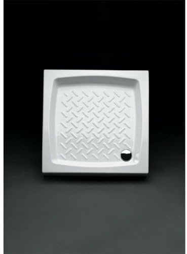 Kiamami Valentina - Piatto Doccia in Ceramica | Superficie Antiscivolo | Forma Quadrata 90x 90 CM | Tre Lati Smaltati, Bianco, 90 x 90CM, Ceramica