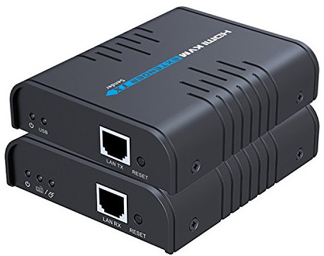 AGPTEK 1080P HDMI Extender, USB HDMI KVM Extender Over Single Cat 5/5E/6/7 Ethernet Cable- Signal Extension Up to 120m/365Ft- USB Keyboard Mouse Support- Adapter for Residential/Commercial Use