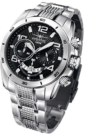 FIREFOX Skywalker FFS220-102 schwarz Edelstahl Herrenuhr Chronograph Sicherheitsfaltschließe 10 ATM wasserdicht
